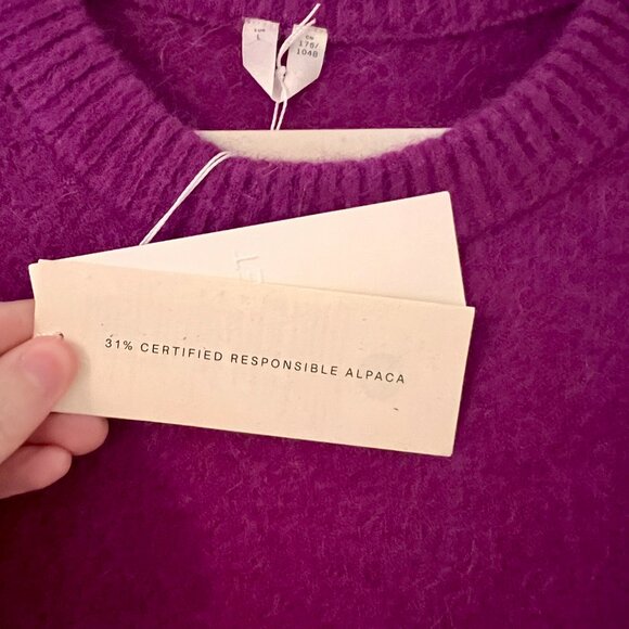 Arket Magenta Alpaca Wool Crew Neck Sweater, NEW - Picture 4 of 5